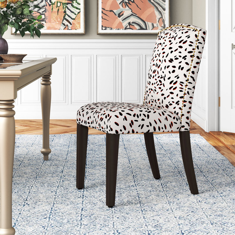 Azzurro 20'' H Cotton Upholstered Dining Chair, Espresso, Washed Zebra Chocolate