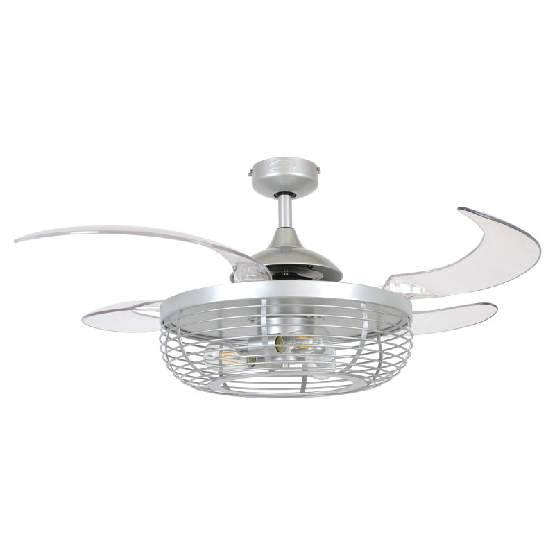 Carbondale 48" Retractable Blade Ceiling Fan with Light and Remote, Modern Fandelier Ceiling Fan, Patented Design Technology, Stronger Thicker Blades, Grey Silver