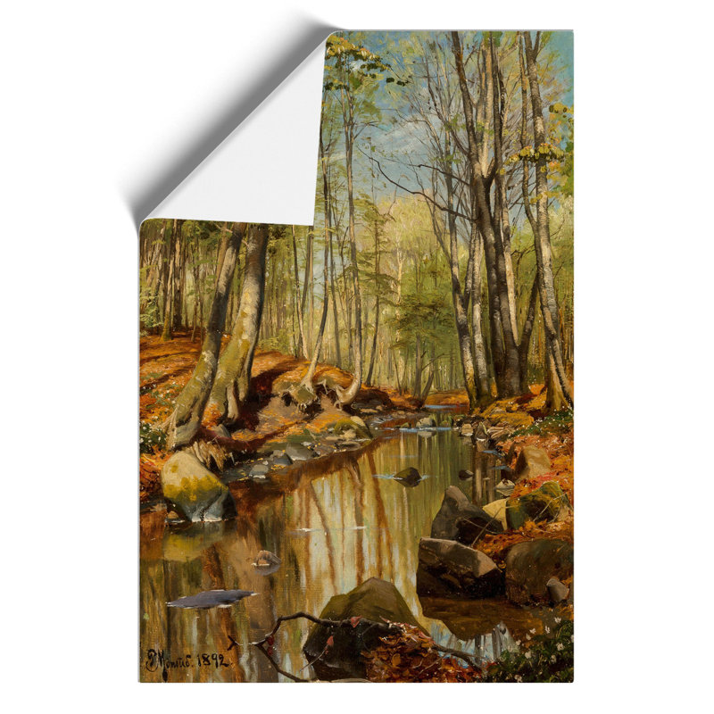 A Wooded River Landscape by Peder Mork Monsted - Frameless Print, 84cm H x 59cm W x 0.1cm D