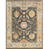 Oushak Hand Knotted Wool Oriental Area Rug in Charcoal/Gray/Orange