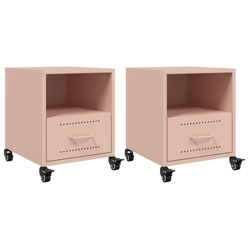 Quinette 36cm W Steel Bedside Table, Pink