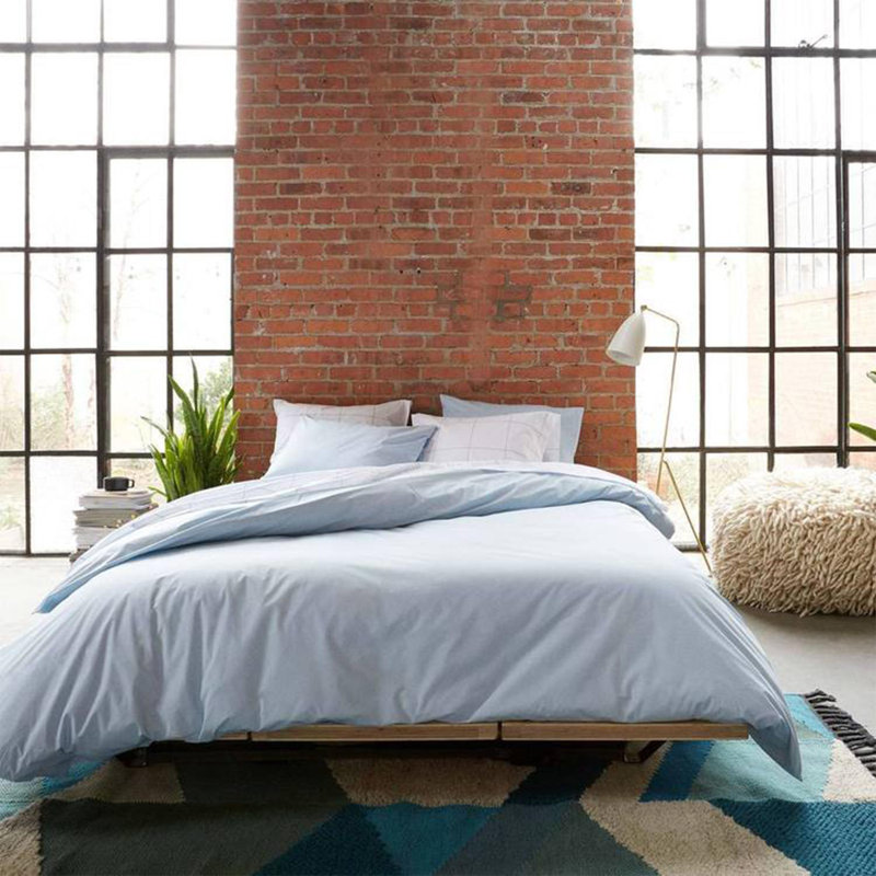 Solid Colour Duvet Cover Set with Pillowcases, Light Blue