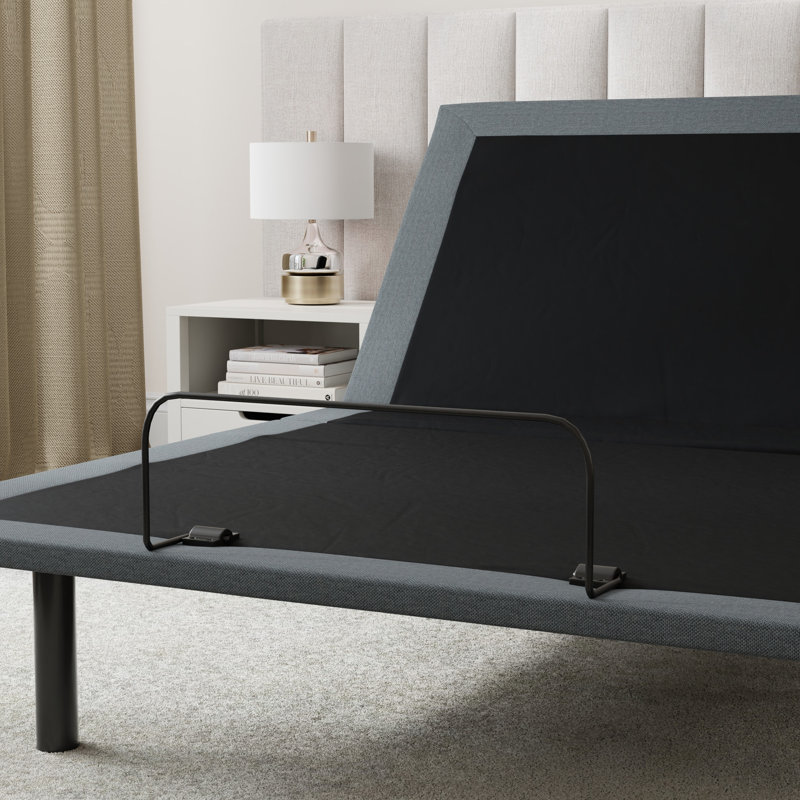 Os4 Black And Grey Split Top Queen Adjustable Bed Base With Head Foot Position Adjustment Function, Zero Gravity One - Touch Back To Flat Feature, Extra Strength Frame Reinforcement Structure,