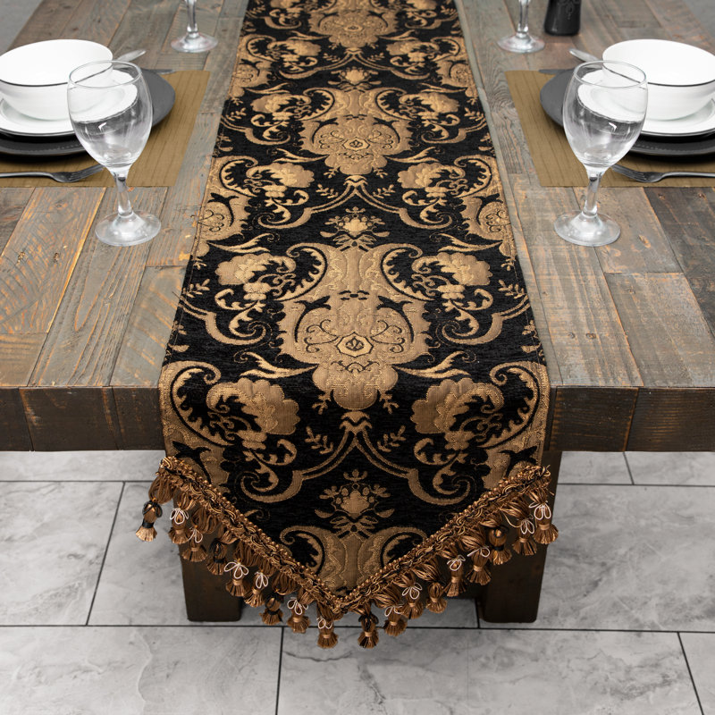 Chemin de table Elva, L 108 po x l 13 po, Noir