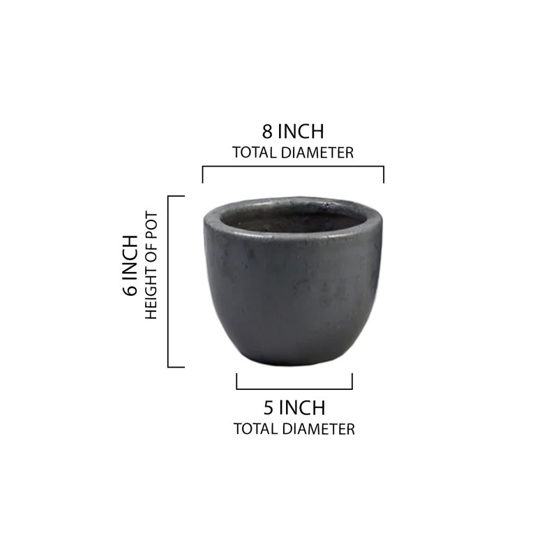 Pot à fleurs noir mat Novaterra, H 6 po x l 8 po x P 8 po