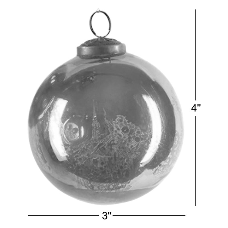 Ornement boule en verre rétro (ensemble de 4), Turquoise