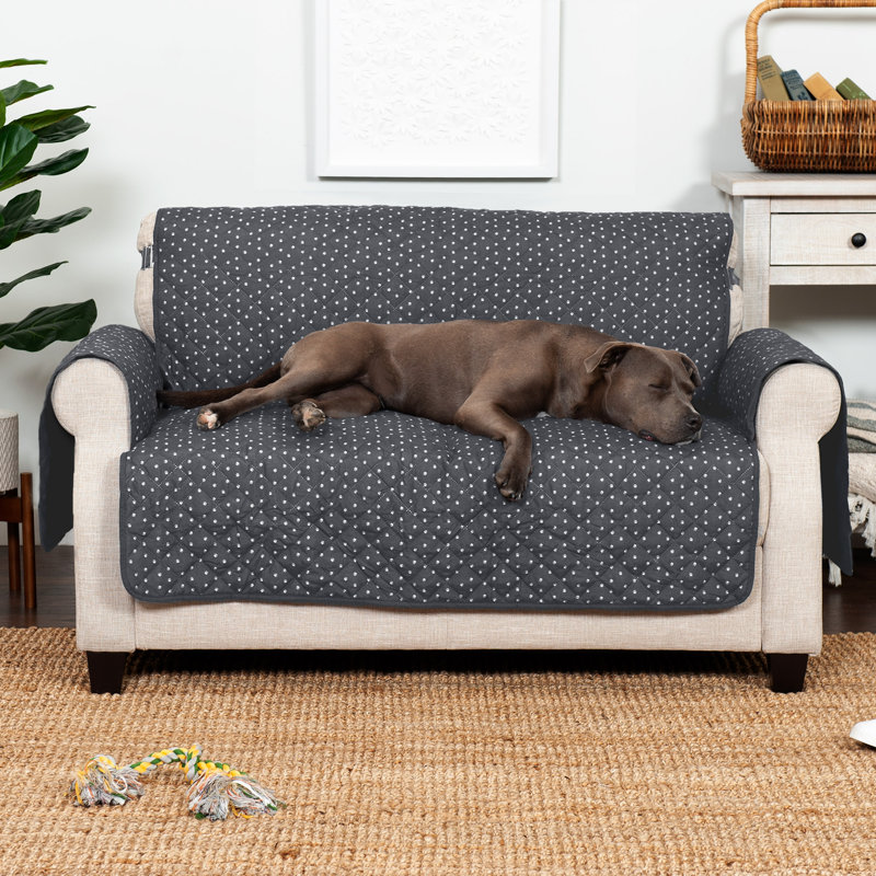 Box Cushion Armchair Slipcover, Gray Polyester