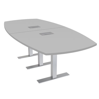 Arc Boat Conference Table With Metal T Bases Power And Data Modules