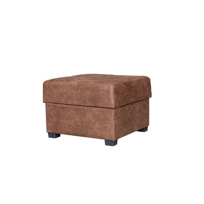 Haverly 60cm Wide Faux Leather Tufted Square Solid Colour Ottoman with Storage