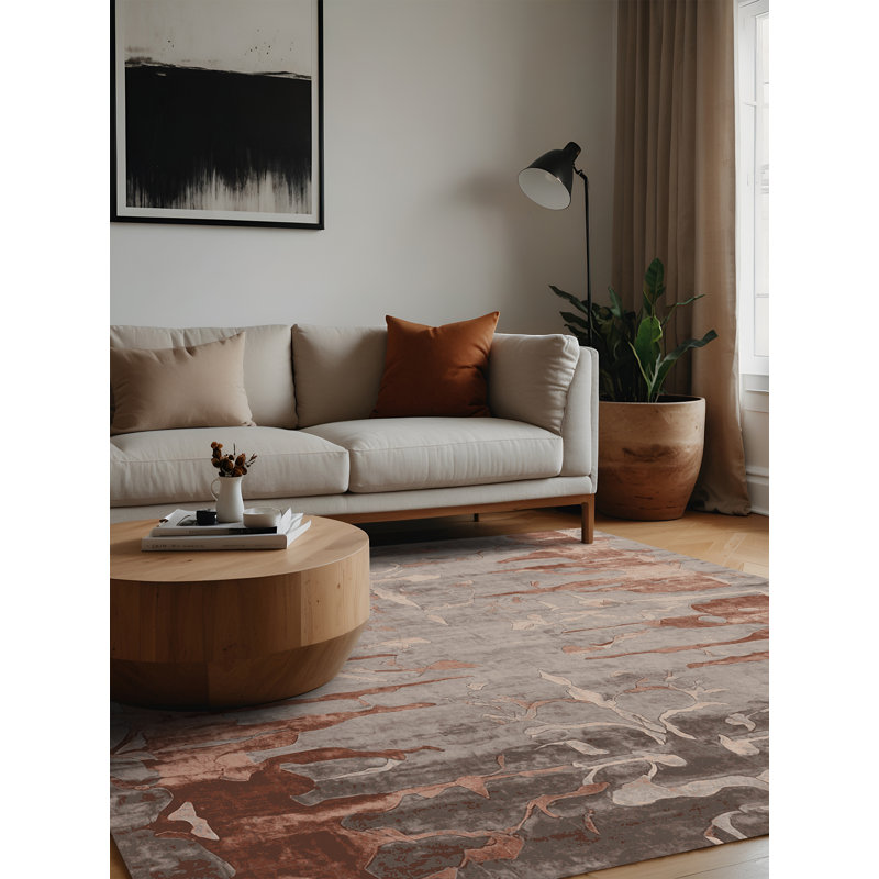 Machine Washable Gray Area Rug, Square 4'