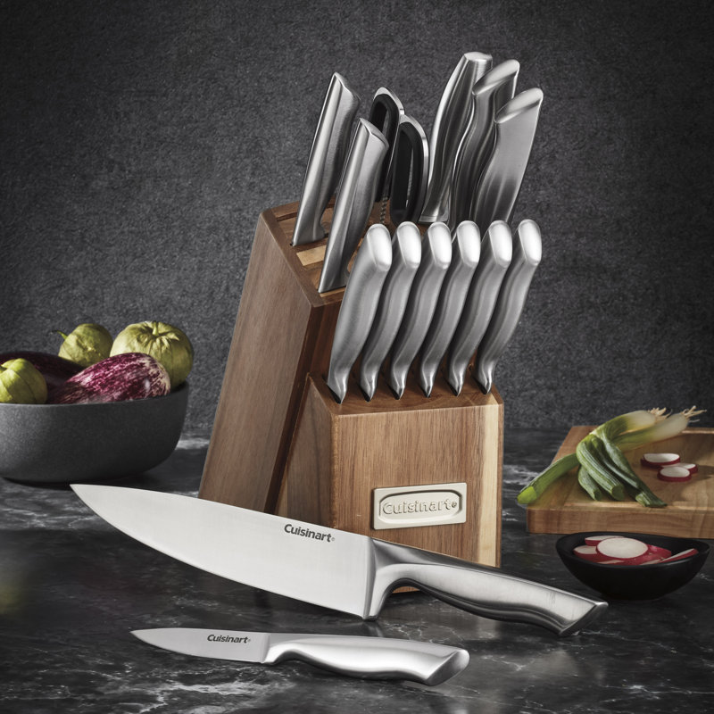 Cuisinart 15pc Elite Series Stainless Steel Block Set with Acacia Block