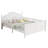 Full Size Bed For Kids, Wood Full Platform Bed with Headboard, Footboard, and Safety Guardrails, White-1709480365-1709480354