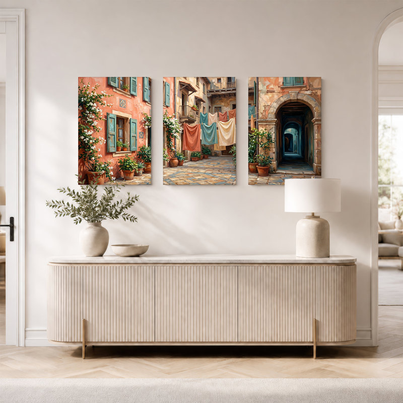 Ensemble de 3 toiles d'art méditerranéennes, 18"H x 12"W x 3pcs