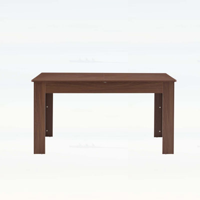 Extendable Rectangular Dining Table, Modern Expandable Kitchen Table with 2 Drop Leaves, Walnut Finish, Space-Saving for Small to Large Families
