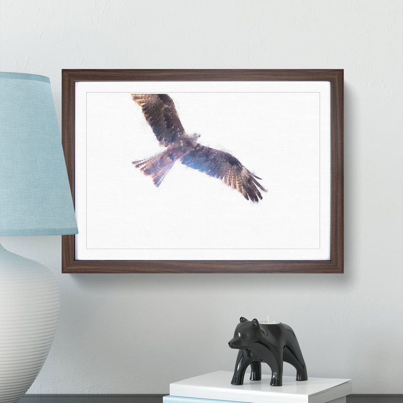 Flying Eagle - Picture Frame Graphic Art Print, 45cm H x 63cm W x 2cm D, Walnut Framed