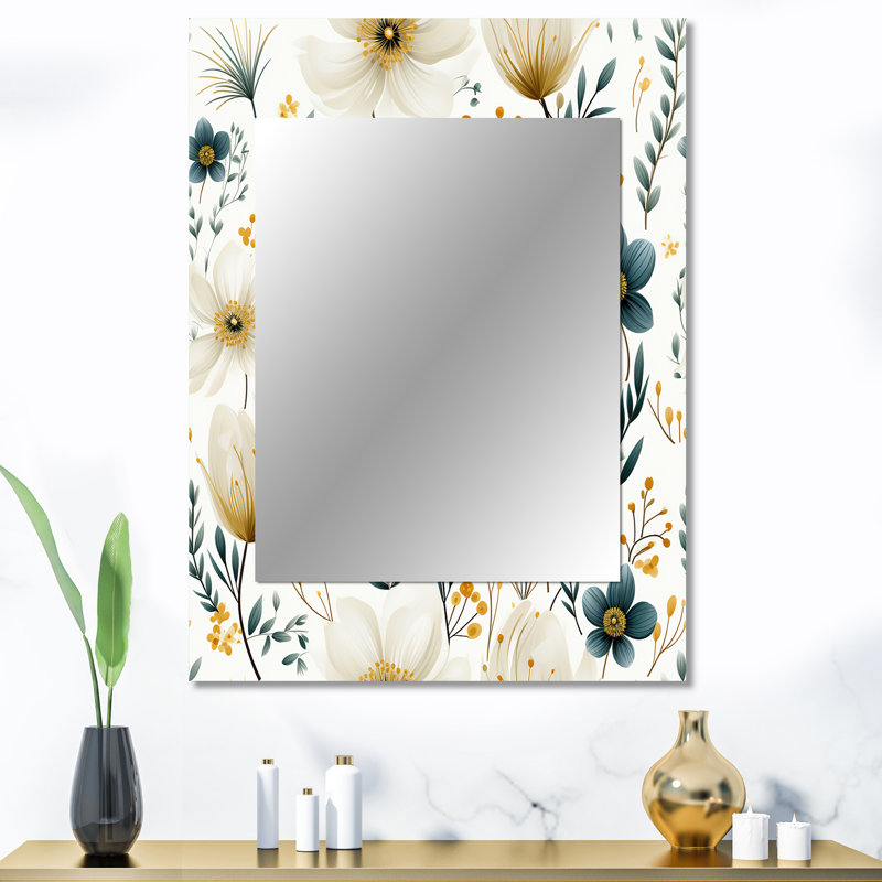Miroir décoratif, miroir mural victorien, impression d'art en métal, 32 po x 24 po, Benazir tribal fusion marbre 1