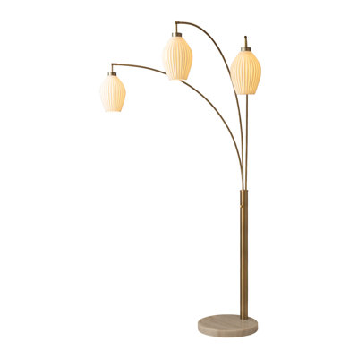 Santa Clara 3 Light Arc Floor Lamp - Weathered Brass   