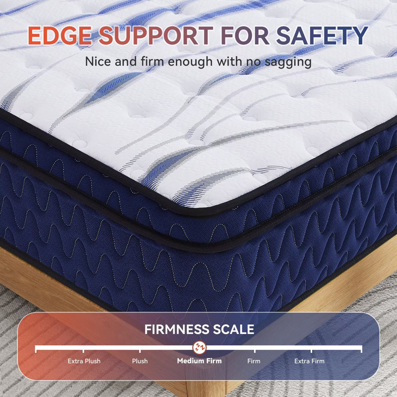 Matelas hybride en mousse à refroidissement moyen avec gel Meomory, Lit double, 10"
