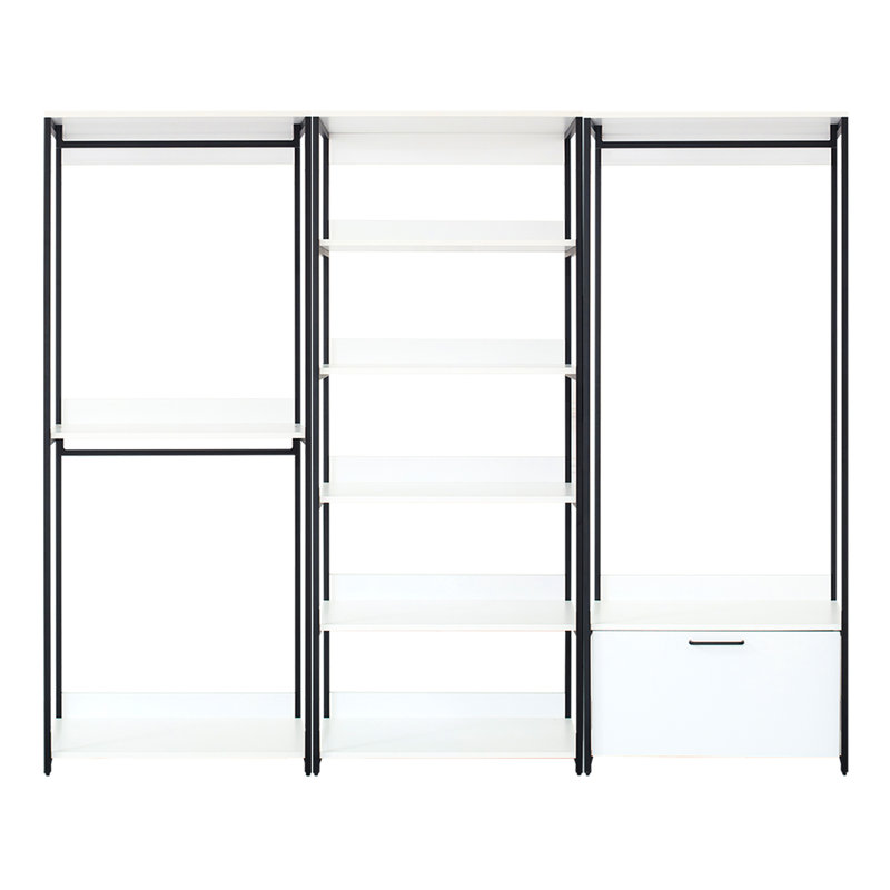 White Freestanding Wood Closet With Metal - Extra Deep Storage Drawers, Powder Coating, Water & Heat Materials, Stain Scratch Surface System Frame, Depth Storage, , E0 Board