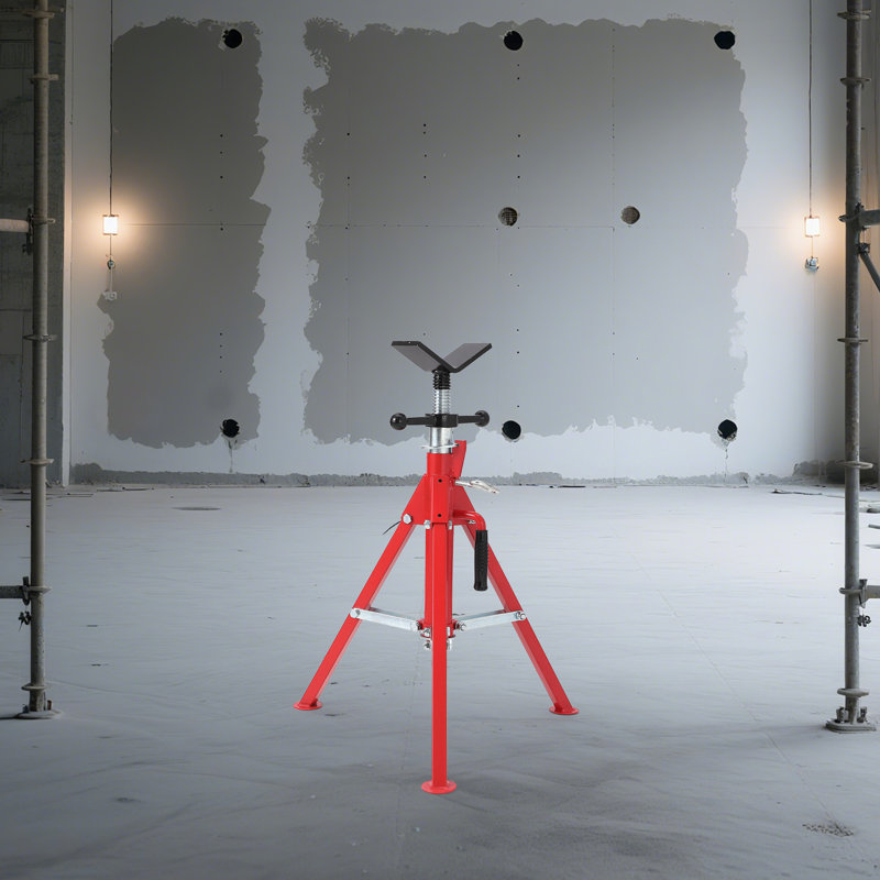 28-52 in Pipe Stand - Heavy Duty V-Head, Adjustable Construction, Folding & Portable Design, 60.9cm H x 22cm W x 22cm D