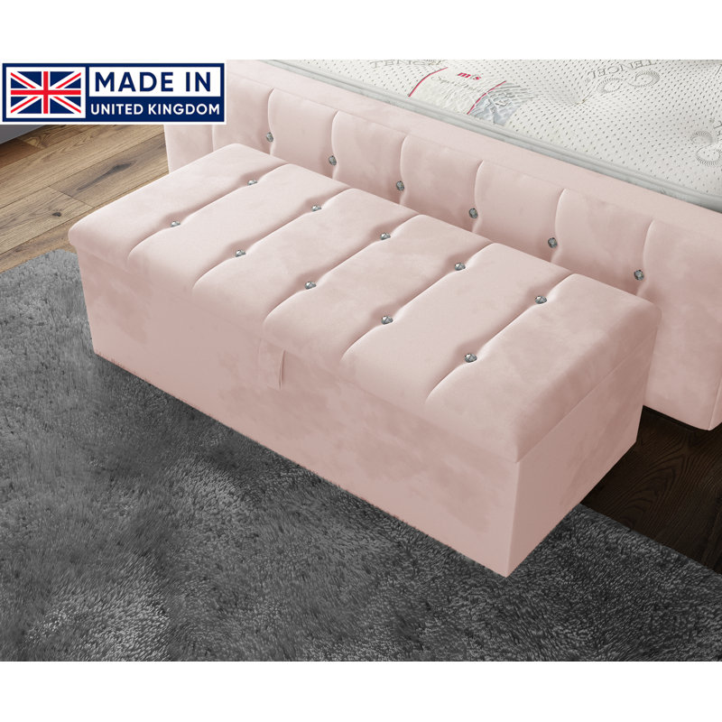 Tullyrusk 102cm Wide Tufted Rectangle Striped Standard Ottoman with Storage, Pink