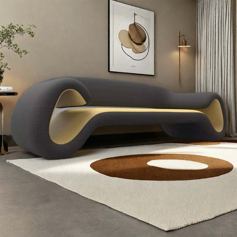 Canapé Nordic Designer, Fibre de polyester noir et jaune