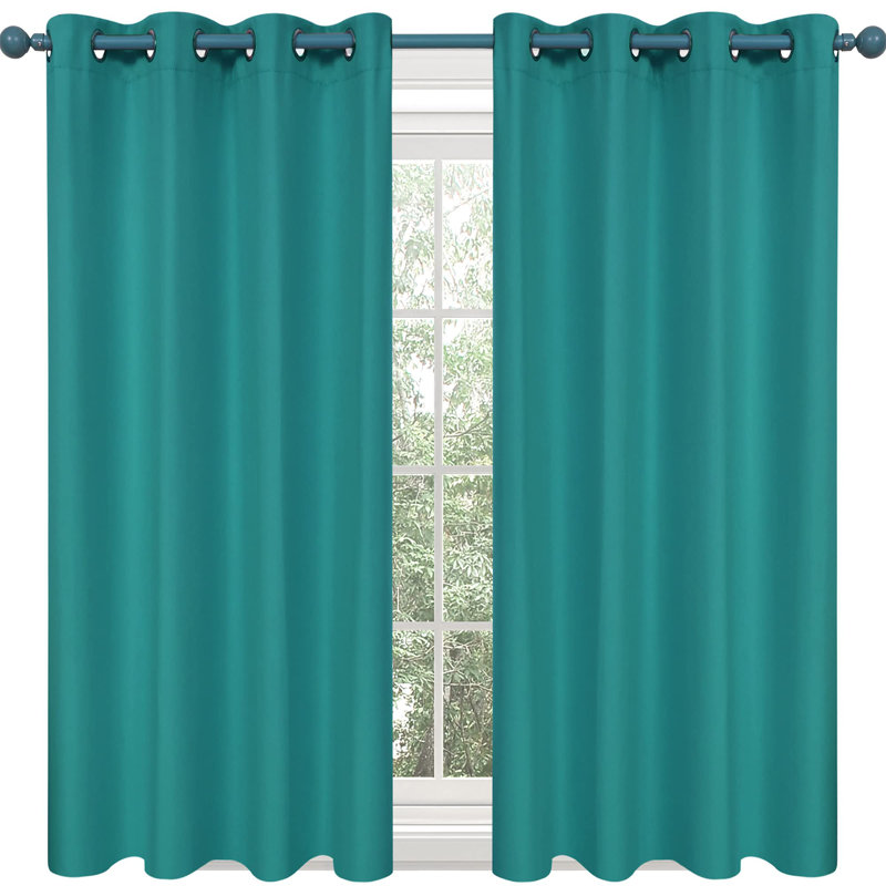Makua Room Darkening Curtain Pair, 52" W x 84" L, Turquoise