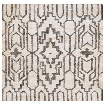 Tapis ivoire / noir en jute / sisal à tissage plat Atas Southwestern