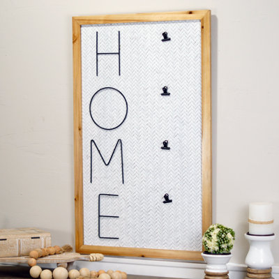 Pancarte en bois blanche avec pinces 31,5 po