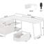 Bureau blanc multifonctionnel en forme de L pour la maison et le bureau. Peut servir de table d'ordinateur ou de table d'étude. Comprend 2 petits tiroirs, 1 grand tiroir et des tablettes ouvertes. Son assise en L réversible offre un espace de travail généreux.