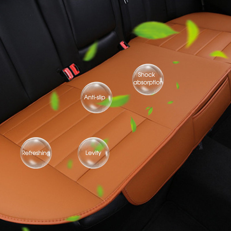 Car Back Seat Cover Breathable Pu Leather Rear Seat Cushion Protector Universal, Orange