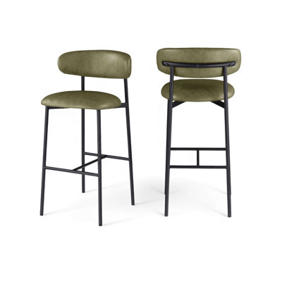 Tabouret de bar rembourré en cuir Lupita