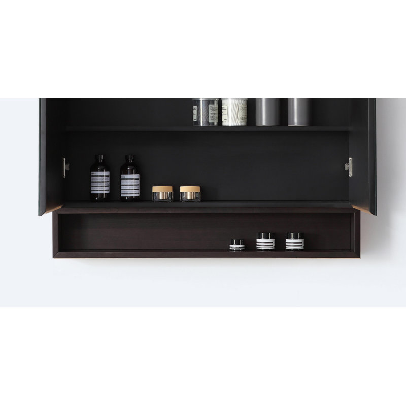 Bergen 36" Medicine Cabinet, Matte Black/Walnut