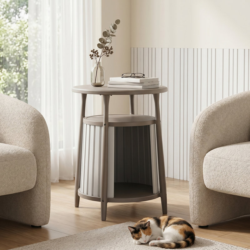 Table d'appoint ronde Cat House, Noir