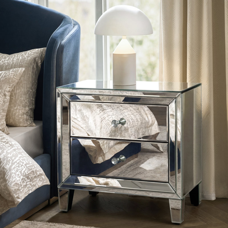 Table de chevet moderne 2 tiroirs Glam