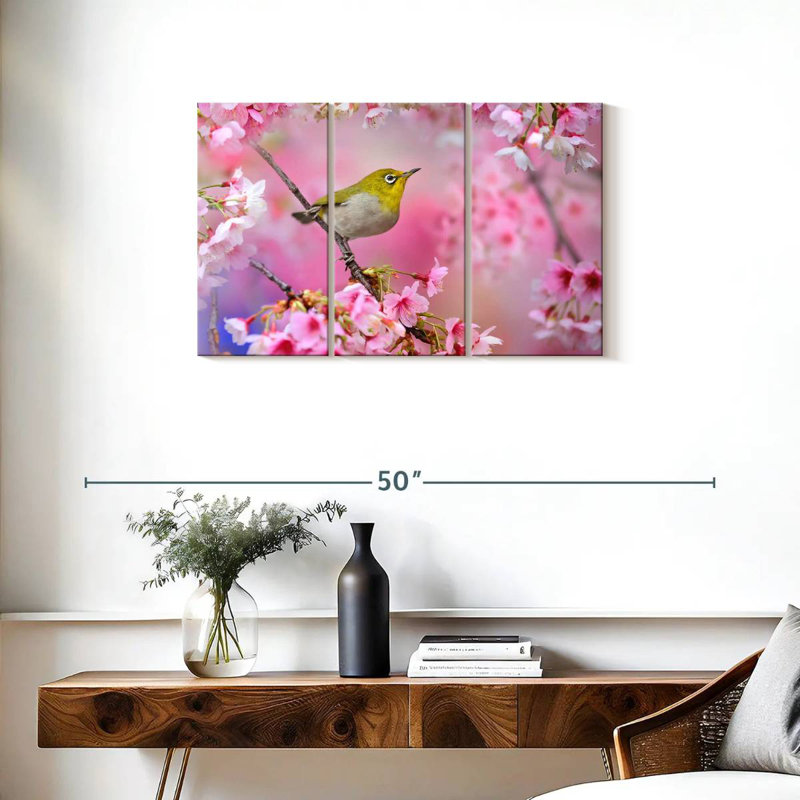Brampt Sakura Blooms And Mejiro, 20" H x 33" W