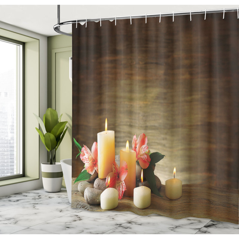 Ensemble de rideau de douche et crochets Spa, H 69 po x l 105 po
