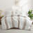 White & Brown Wave Stripe Duvet Cover Set with Pillowcases - Zipper Closure, Modern Bedding Collection (King)-120652355