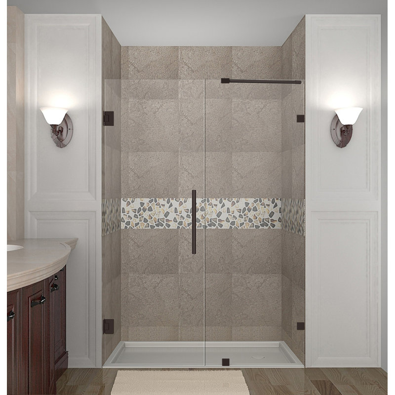 Porte de douche à charnière sans cadre l 71,25" x h 72" Nautis, Transparent