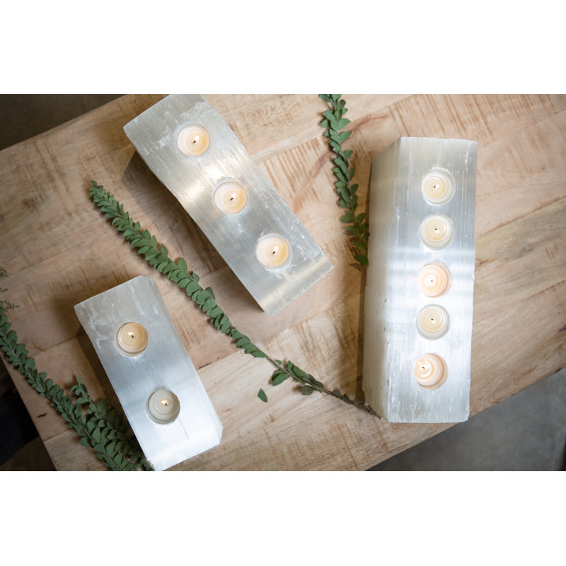 4.25'' H Selenite Tabletop Votive Holder
