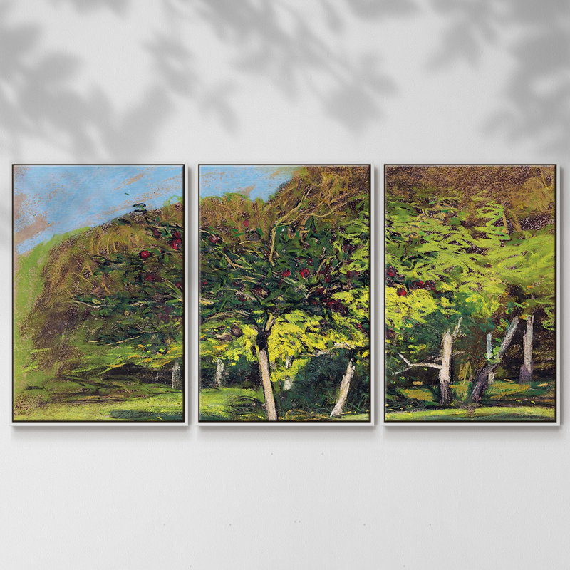 Arbres fruitiers, 1865, 3 pièces, H 24 po x l 48 po x P 2 po, Blanc