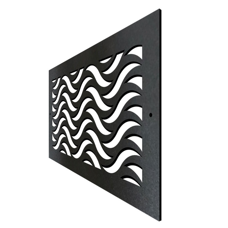 Registre de plancher à visser en métal. Ouverture de conduit 4 x 10 (au total 6 x 12) - Conception à vagues