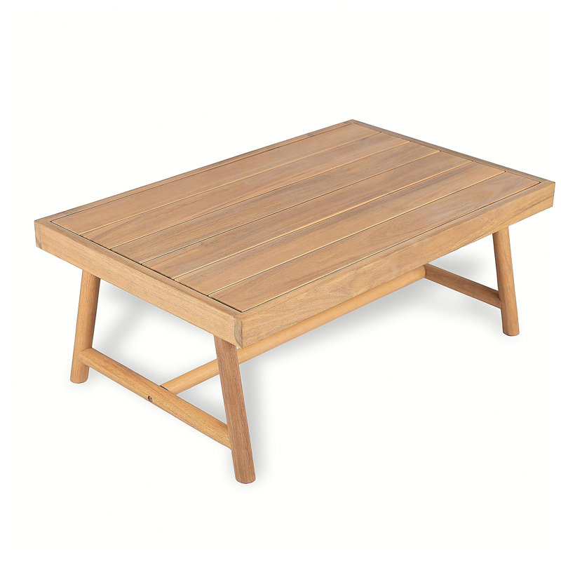 Table basse de patio rectangulaire en bois d'acacia, teck