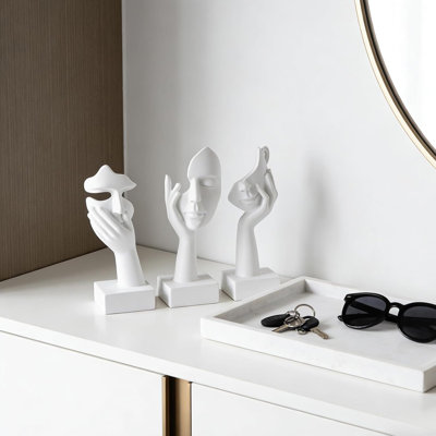 Ensemble de 3 petites figurines de décorateur de maison blanche, 3 pièces, 6 pièces, blanc