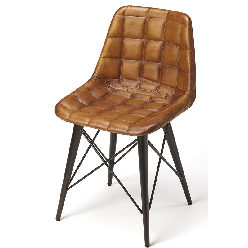 Schooley 18.5'' H Tufted Genuine Leather Upholstered Side Chair