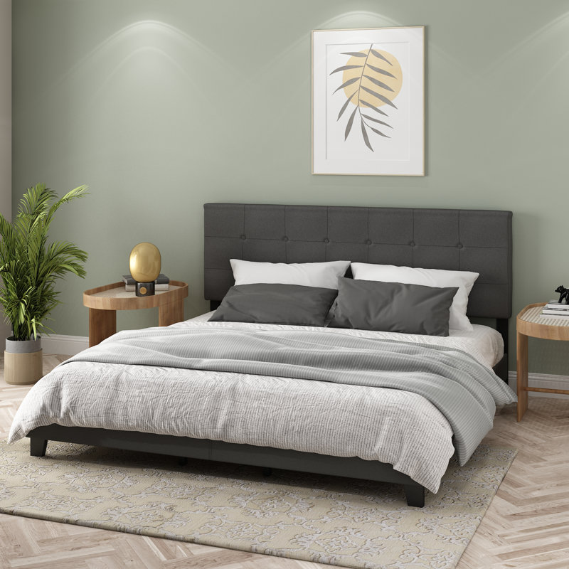 Anding Upholstered Slat Bed, Stone, King