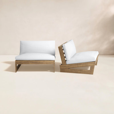 Louise Acacia Outdoor Armless Lounge Chair