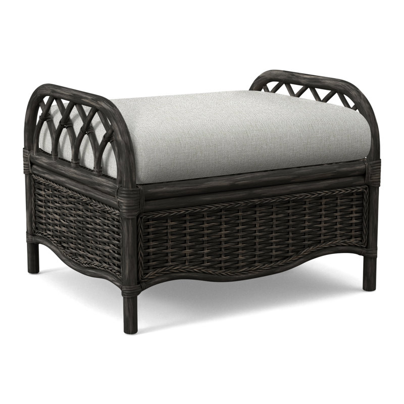 Everglade Ottoman, Beige Performance Fabric; 0851-73, Antique Black