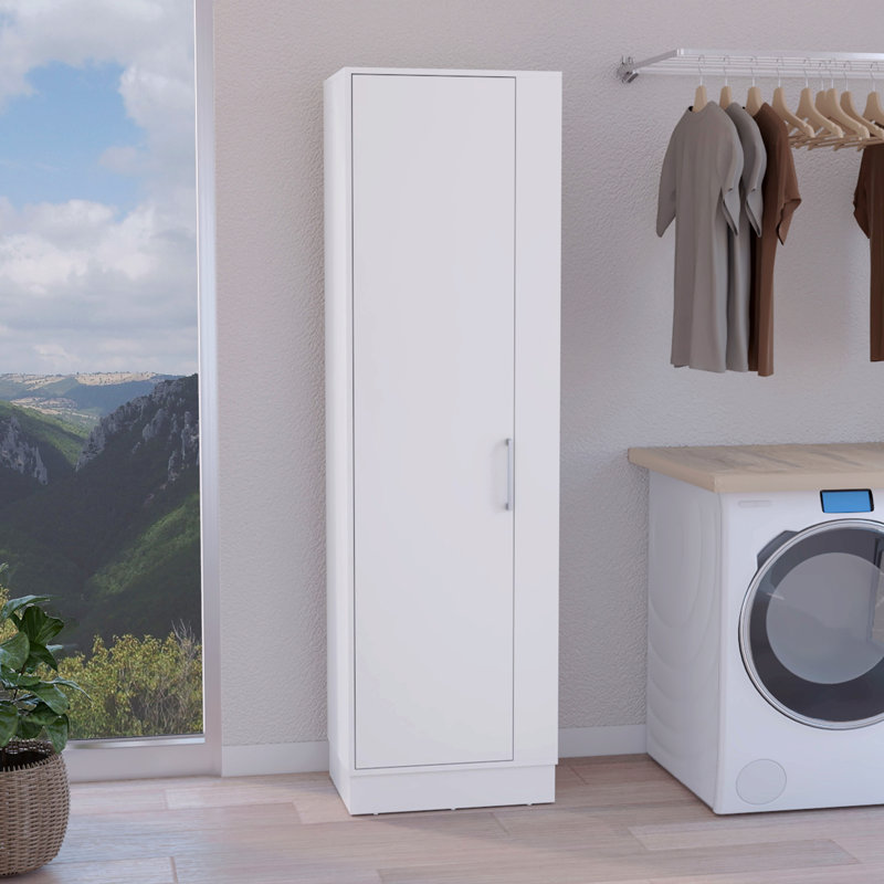 Armoire de rangement, une porte et des tablettes