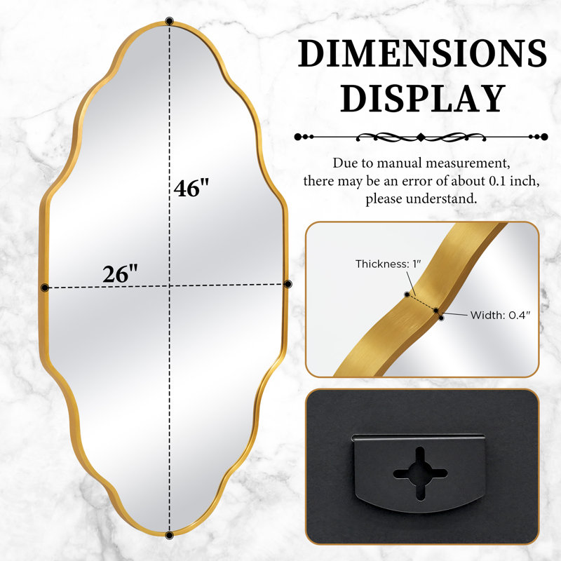 Oval Wall Mirror with Aluminum Frame, HD Tempered Glass, Mosaic Accent, Vertical/Horizontal Hanging, Shatter-Resistant for Bathroom Vanity, Living Room & Entryway
